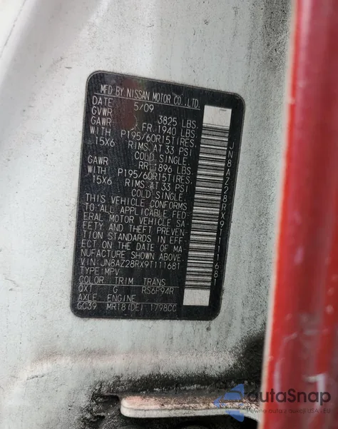 2009 Nissan Cube Base from USA, damaged, VIN JN8AZ28RX9T111681